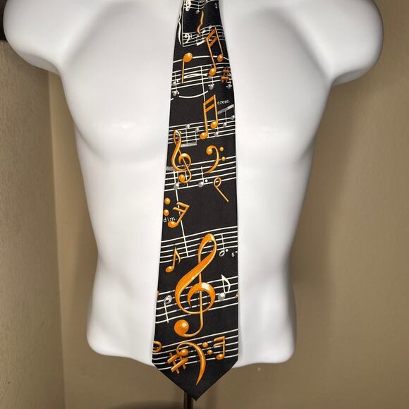 Handmade Men's Tie A. Rogers Music Notes - Picture 1 of 6